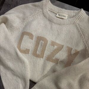 78 & Sunny Women's Cream Cozy Crew Neck Sweater